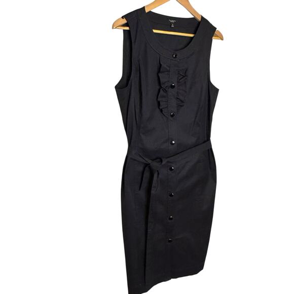 Talbots Size 16 Sleeveless Ruffle Front Black Button Up Shirt Dress - Picture 5 of 8
